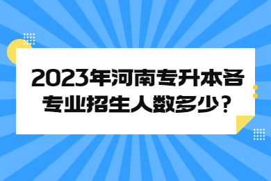 2023年河南專升本各專業招生人數多少?